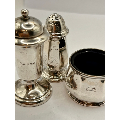 6A - Two Silver Hallmarked Pepper Shakers  Along With A Silver Hallmarked Salt Cellar. Largest 7.5cm x 3.... 