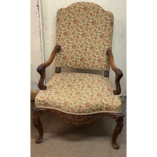 48A - Antique French Upholstered Elbow Chair.