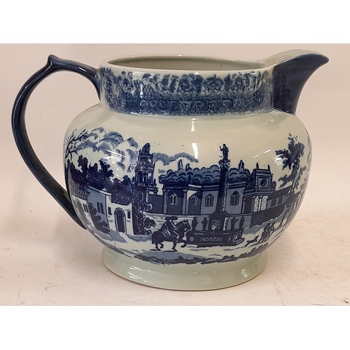 23 - Large Victoria ware Ironstone Blue and White Pitcher 23cm high x 25cm diameter