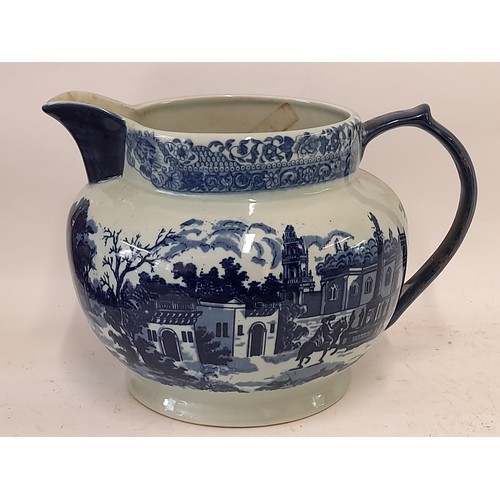 23 - Large Victoria ware Ironstone Blue and White Pitcher 23cm high x 25cm diameter