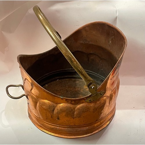 10 - Copper And Brass Swing Handle Coal Bucket.