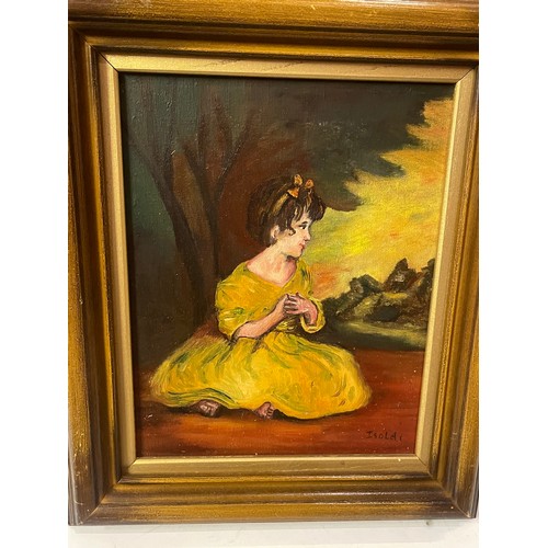 20 - Framed Oil On Canvas Of A Girl In Yellow Dress Signed Bottom Left. 39
5 x 33 cms