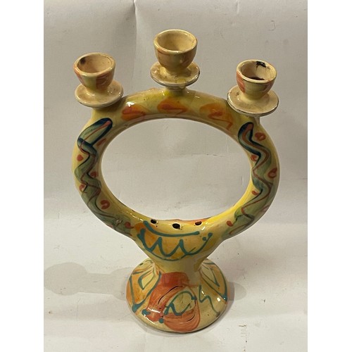 31 - Vintage Studio Pottery Candle Arbor With Impressed  Stamp To  Base. 30.5 cms High