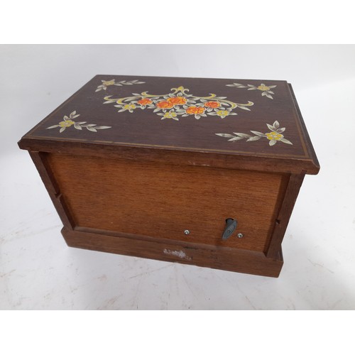 36 - 2 Drawer Musical Trinket Box with hand painted design, plays Raindrops are falling on my head. 22cm ... 