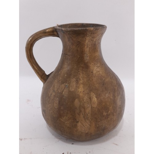 40 - Heavy Brass Jug, 13cm high x 12cm diameter