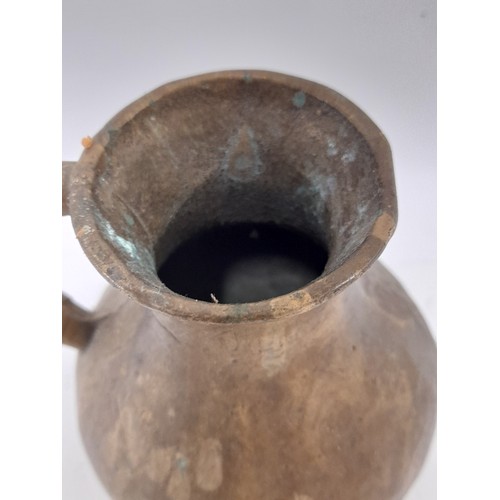 40 - Heavy Brass Jug, 13cm high x 12cm diameter