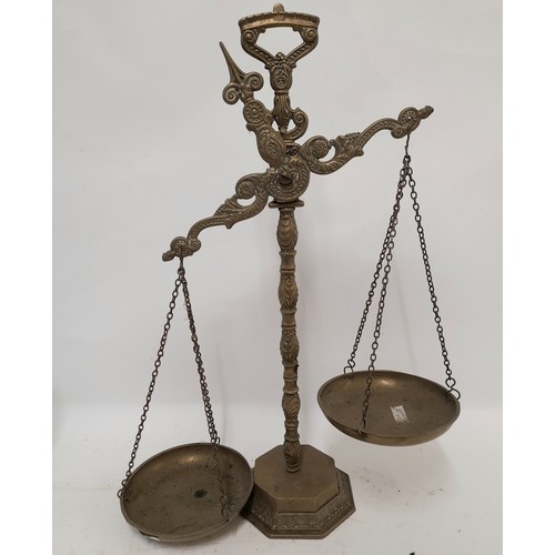 56 - Vintage Brass Balance Scales, 47cm high x 28cm wide