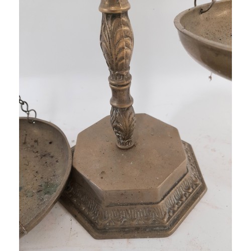 56 - Vintage Brass Balance Scales, 47cm high x 28cm wide