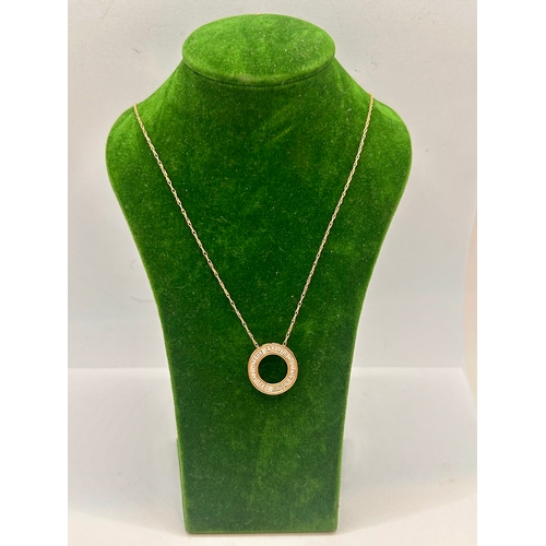 9Ct Gold Necklace With Pendant Displaying Stones. 2.28Grams.