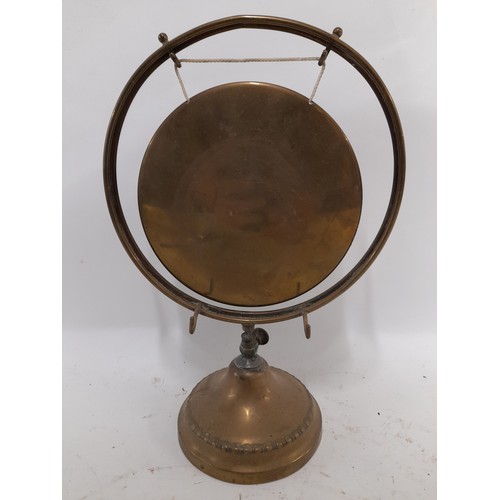 59 - Brass Table Gong standing 29cm high