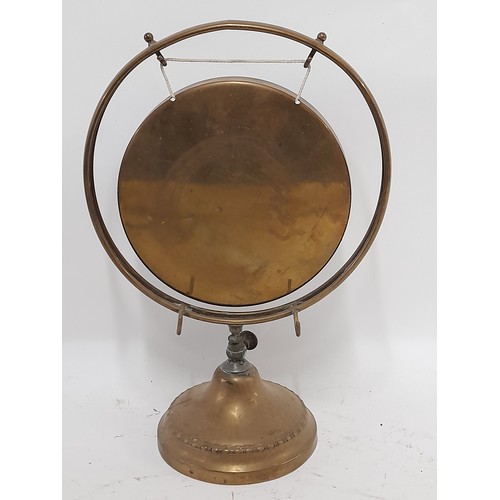 59 - Brass Table Gong standing 29cm high