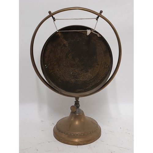 59 - Brass Table Gong standing 29cm high