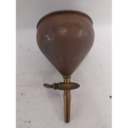 61 - Copper and brass Funnel with Tap, 21cm long