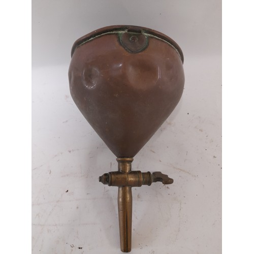 61 - Copper and brass Funnel with Tap, 21cm long