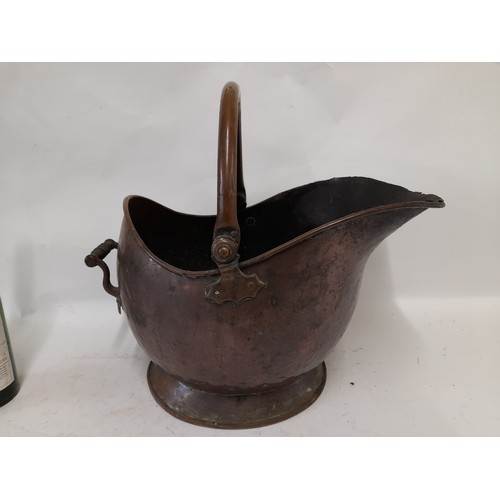 63 - Copper Coal Scuttle with swing handle 44cm x 40cm