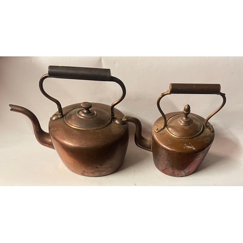 14 - Two Antique Copper Kettles. Largest 28cms High (2)