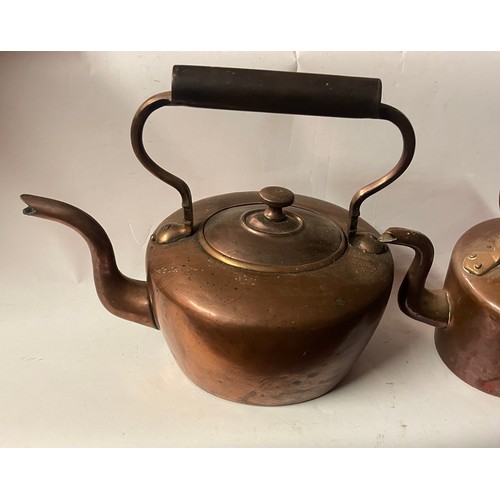 14 - Two Antique Copper Kettles. Largest 28cms High (2)