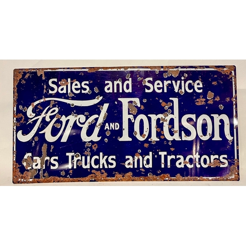 70 - Vintage Style Metal Advertising Sign Displaying Sales And Service Ford And Fordson. 60cm x 30cm.