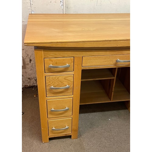 3 - Similar To Previous Lot Solid Oak Pedestal  Desk. 150 x 66 x 84 cms