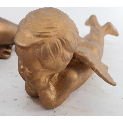 33 - Group of 4 Cherubs, largest, 21cm long x 10cm