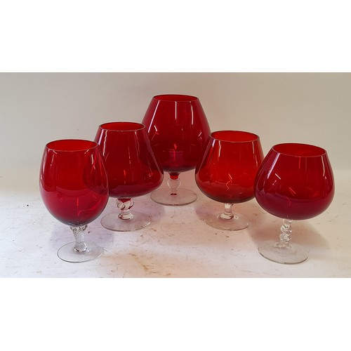 42 - 5 x Large Cranberry Drinks Glasses, tallest 20cm