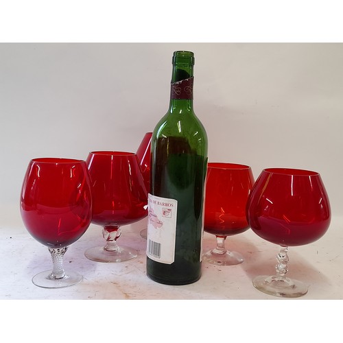 42 - 5 x Large Cranberry Drinks Glasses, tallest 20cm