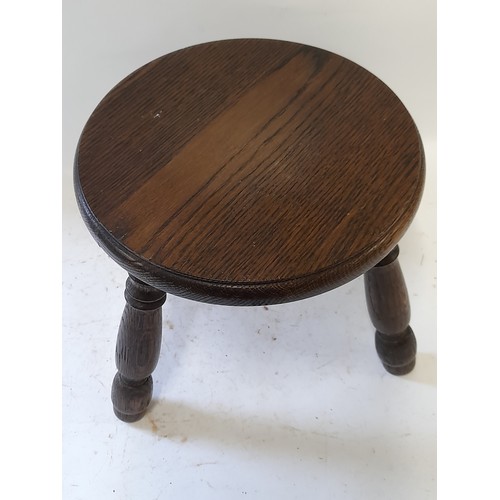 51 - Mid Century 3 Leg Stool, 28cm high x 28cm wide