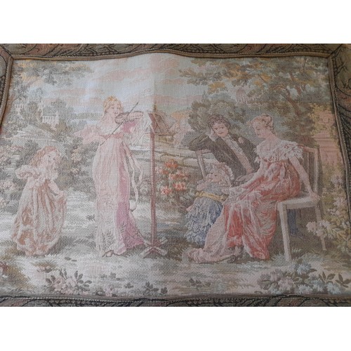 53 - Small Tapestry Wall Hanging showing a Group of People listening to music in the Garden, 52cm x 40cm