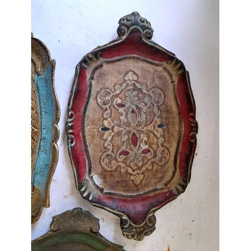 54 - 3 x Small Florentine Trays, largest 35cm x 22cm