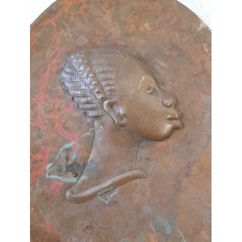 58 - Hand worked Copper Tribal Plaque, 22cm x 16cm