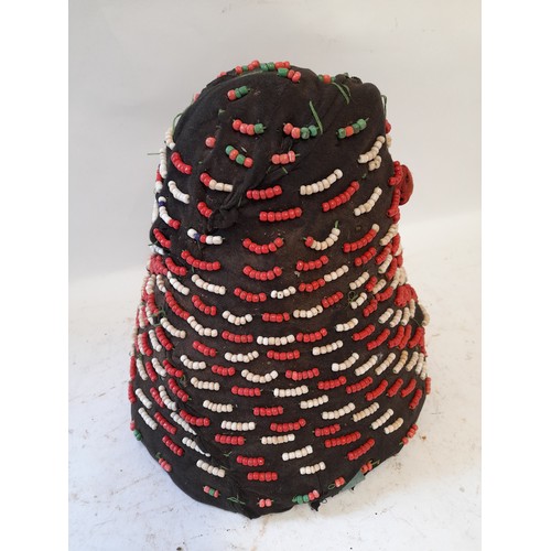 46 - Beaded Tribal Artifact, 26cm high x 24cm wide