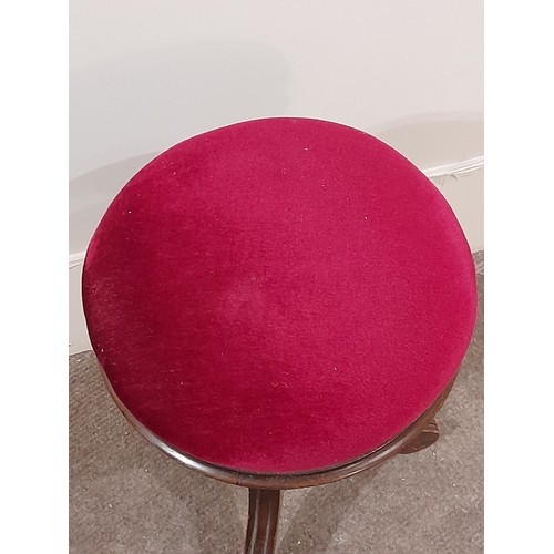 32 - Adjustable Revolving Piano Seat with Red Upholstery,