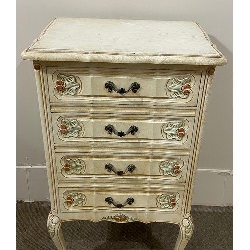 7 - French Painted Chest Of Four Drawers. 94 x 55 x 39 cms