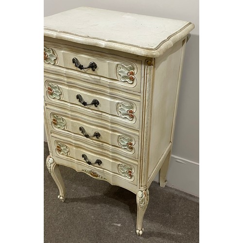 7 - French Painted Chest Of Four Drawers. 94 x 55 x 39 cms