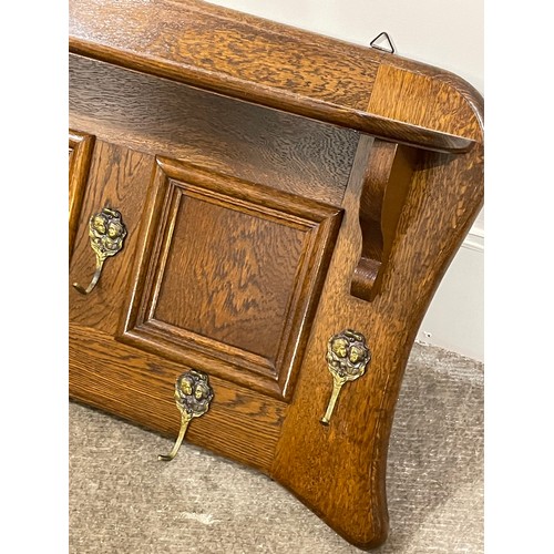 10 - Antique Continental Coat Hook Shelf With Cherub Decorated Hooks. 56 x 112  x 19 cms