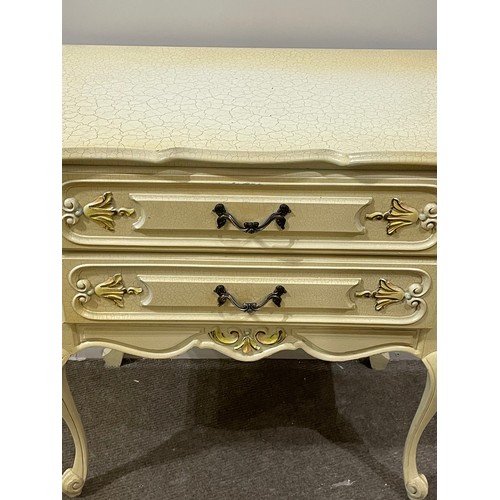 13 - Vintage French Crackle Paint Chest Of Two Drawers. 73 x 71 x 43 cms