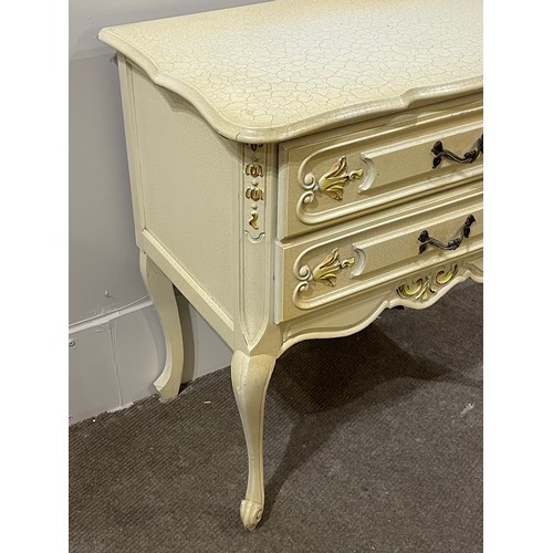 13 - Vintage French Crackle Paint Chest Of Two Drawers. 73 x 71 x 43 cms