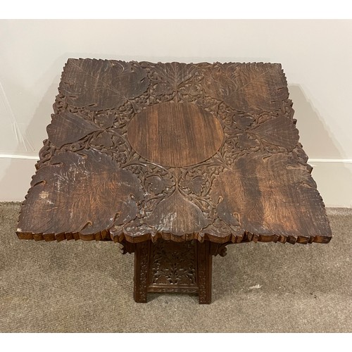 15 - Anglo Indian Carved Table 47 x 47 x 42 cms