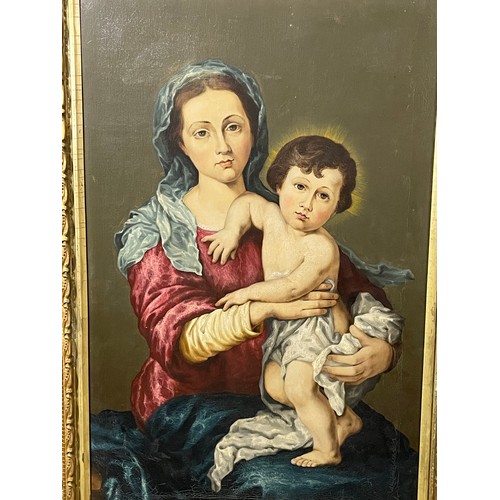 53 - Framed Oil Painting On Canvas Mary And The Child Jesus Signed Bottom Right. 103 X 75 cms