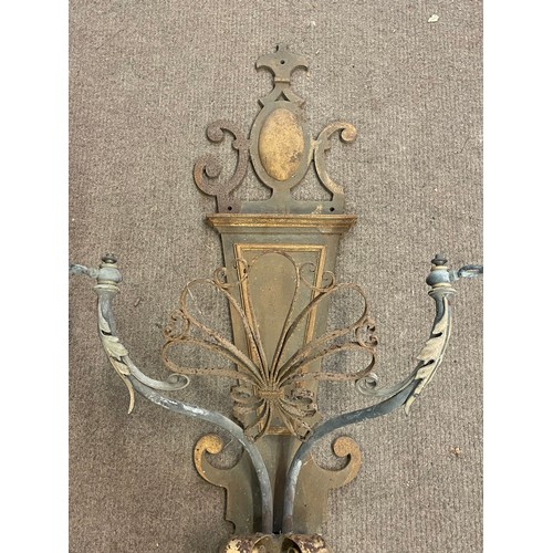 251 - Two Antique Gas Wall Lights, One With The Iron Backing The Other Without. Complete Light Measures. 1... 