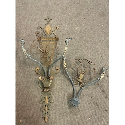 251 - Two Antique Gas Wall Lights, One With The Iron Backing The Other Without. Complete Light Measures. 1... 