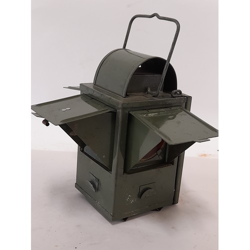 136 - Vintage Military Signal Lamp with Oil Burner, 20cm x 8cm x 9cm