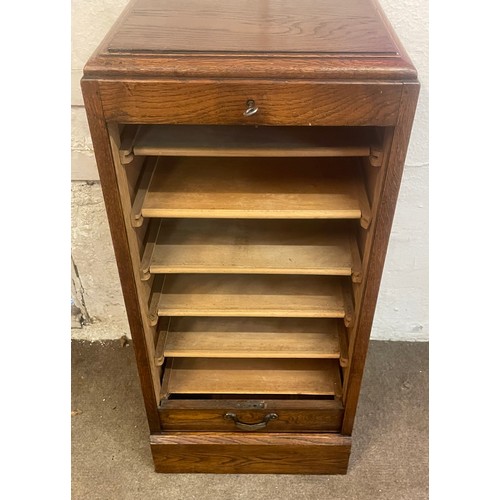 37 - Vintage Tambour Front Locking Cabinet 40 x 42 x 91 cms