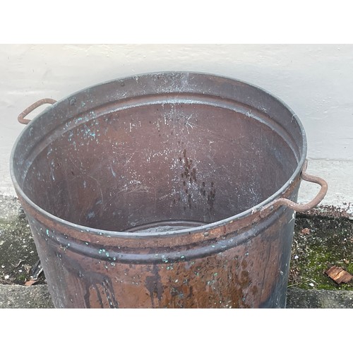 39 - Large Antique French Copper Bucket. 61 Diameter X 46 cms