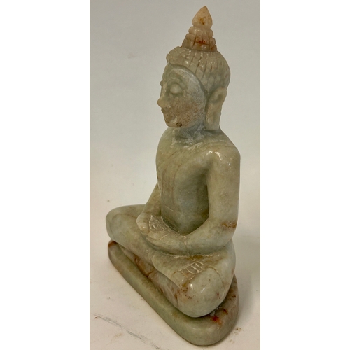 240 - Thai Style Jade Stone Figure Of Amulet Buddha. 10cm x 7cm x 4cm.