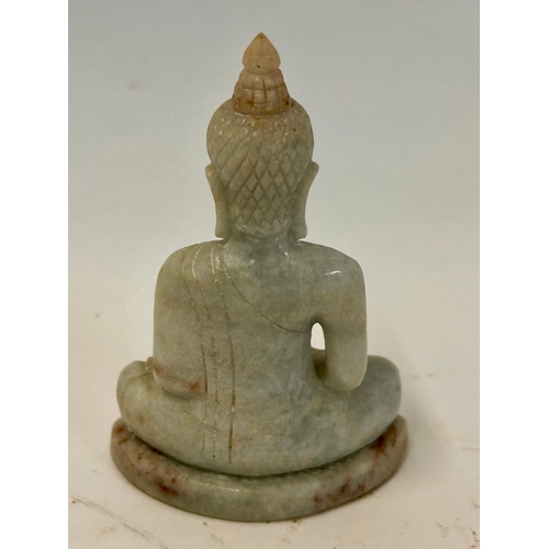 240 - Thai Style Jade Stone Figure Of Amulet Buddha. 10cm x 7cm x 4cm.