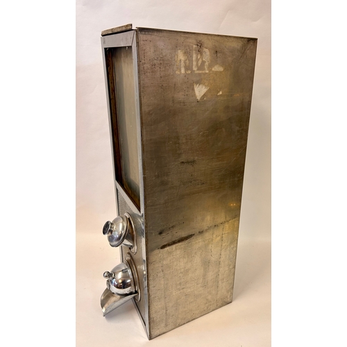 256 - Large Vintage Metal Shop Coffee Container/Dispenser With Scoop. Marked D.B.G.M. 76cm x 26cm x 26cm.