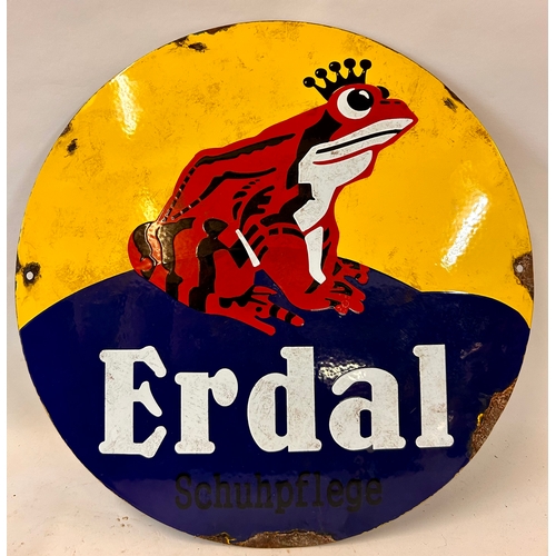 274 - Vintage Enamel Circular Advertising Signed Displaying Erdal Schuhpflege. 40cm.