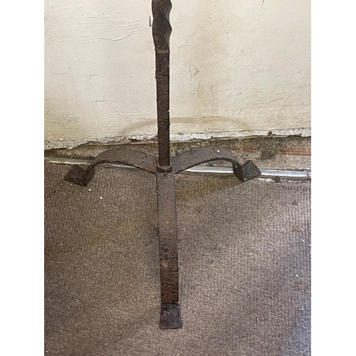 45 - Similar To Previous Lot Antique Gothic Style Wrought Iron Candle Holder. 142 cms High