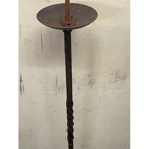 45 - Similar To Previous Lot Antique Gothic Style Wrought Iron Candle Holder. 142 cms High